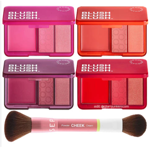 Bảng má hồng SEPHORA 3 ô - Kem + Lì + Nhũ | Blush Blush Blush Cream & Powder Palette | Có gương mini tiện lợi
