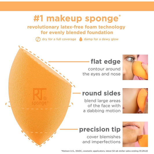 Pack 1 Bông Mút Trang Điểm Nền Chuyên Nghiệp Real Techniques 1 Pack Miracle Complexion Sponges