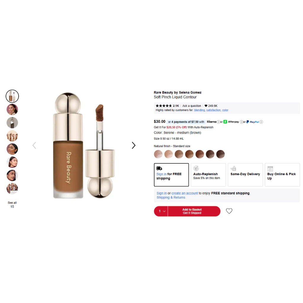 Tạo khối dạng kem rare beauty soft pinch liquid contour 14ml tạo khối chất kem lỏng dễ tán