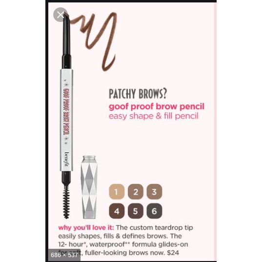 Chì kẻ mày đầu to Benefit Goof Proof Brow Pencil