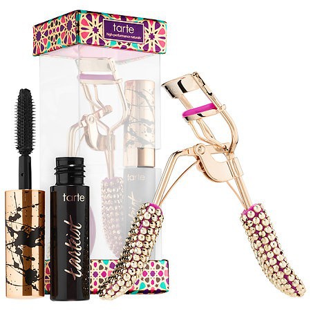 Set kẹp mi và mascara tarte lash delights eye essentials